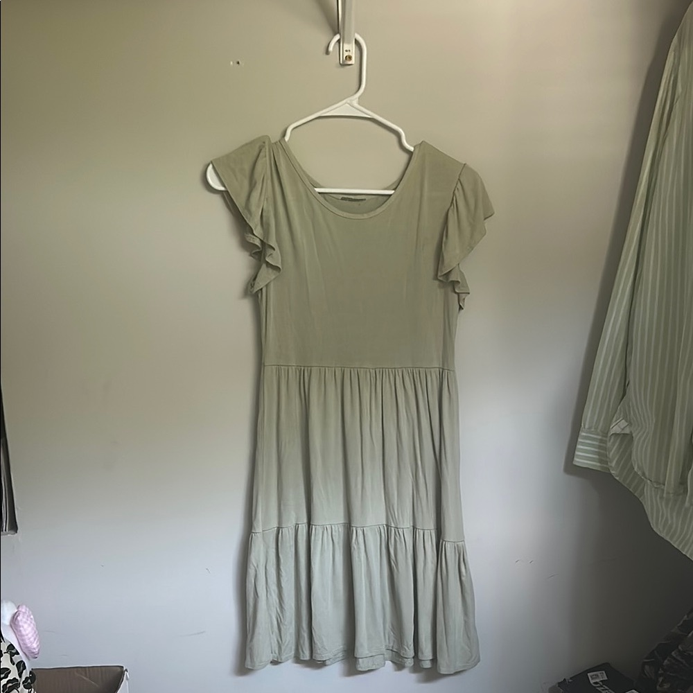 Light Green Ruffle Sleeve Dress